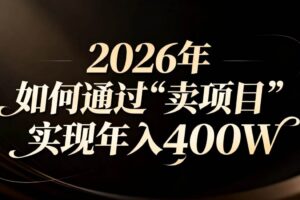 (16999期)2026年如何通过“卖项目”实现年入百万