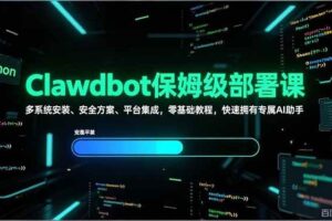 (17343期)Clawdbot保姆级部署课,多系统安装、安全方案、平台集成,零基础教程,快速拥有专属AI助手